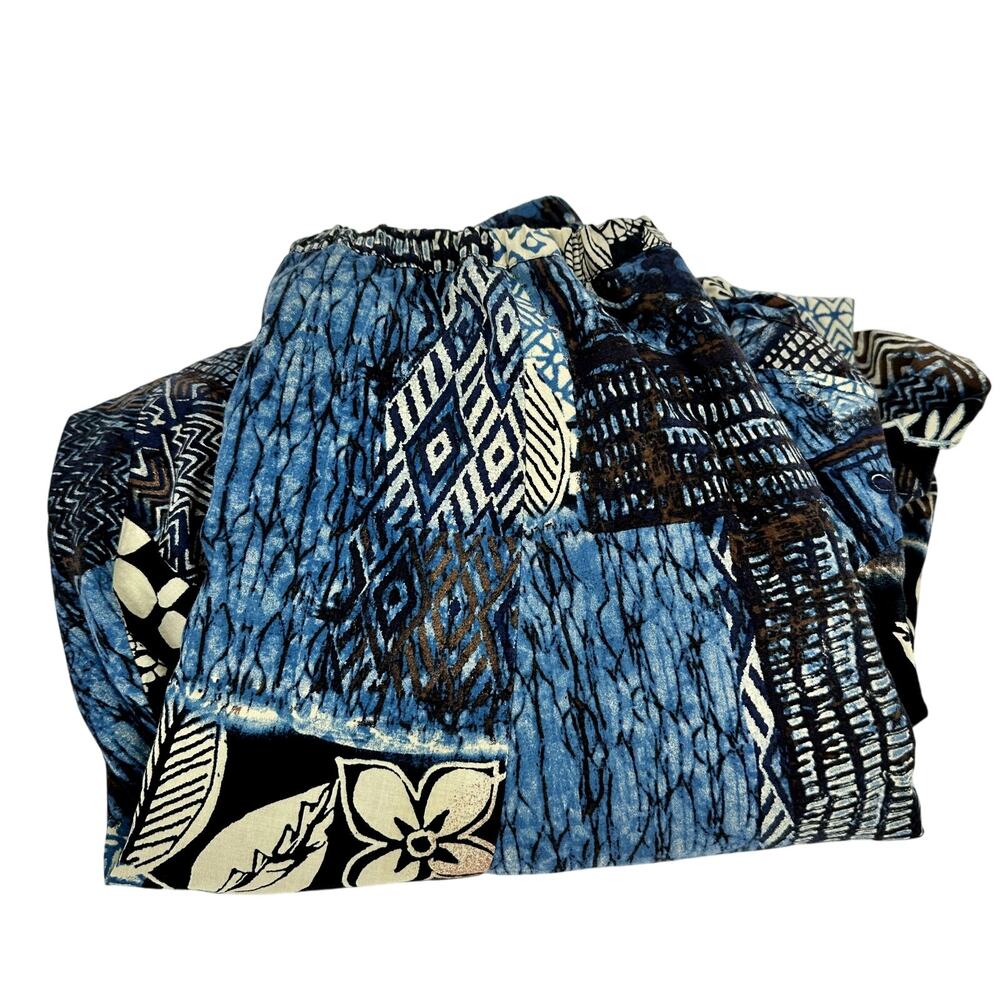 Chico's‎ Maxi Skirt Womens Medium Blue Patchwork Floral Lined Boho Coastal